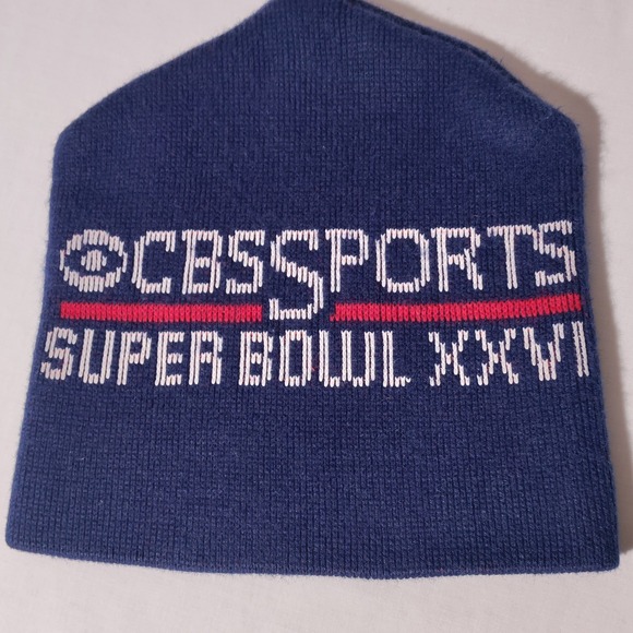 Vintage CBS Sports Super Bowl XXVI Beanie Hat Red White Blue NFL Collectible